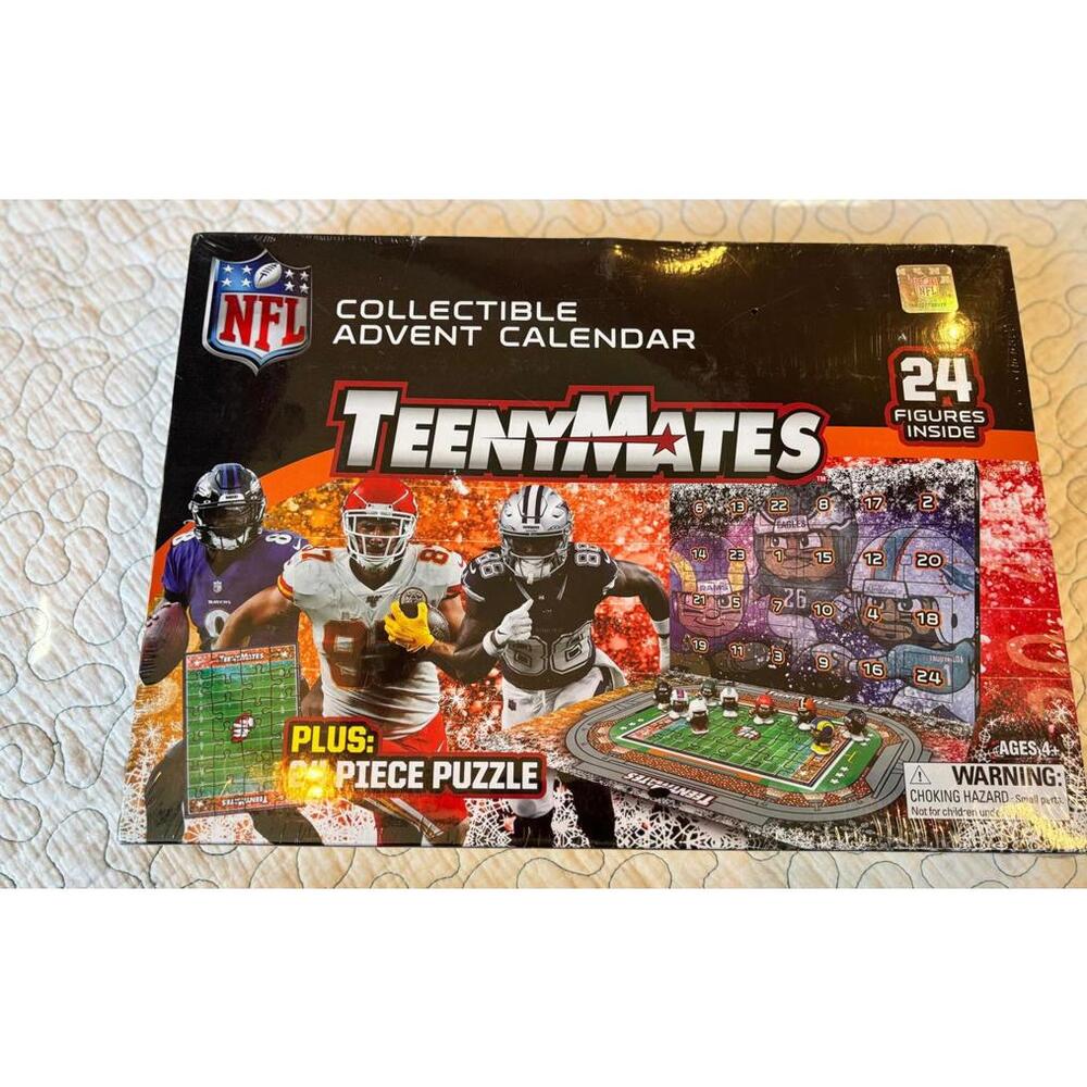 NFL 2024 TeenyMates Collectible Advent Calendar with 24 Figures and Puzzle